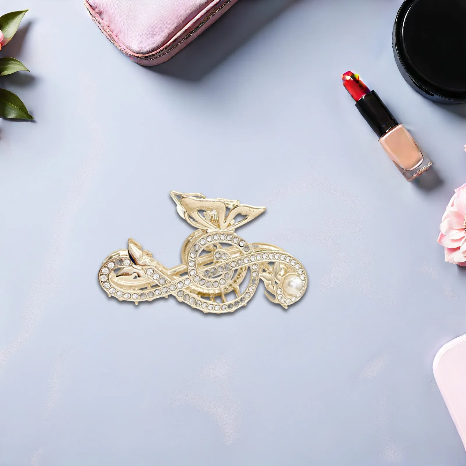 

Music Note Hair Clip Alloy Rhinestone Pearl Hair Claw Clip Women Secure Grip Hairstyle Accessory Elegant Barrettes Music Note