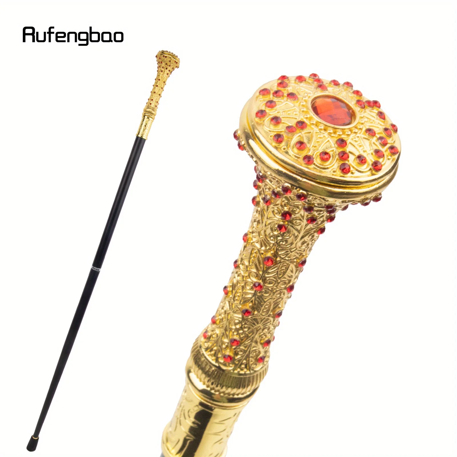Golden Red Artificial Diamond Walking Cane  Crosier Cane Decorative Cane Halloween For Cosplay And Parties, For Cosplay & Party
