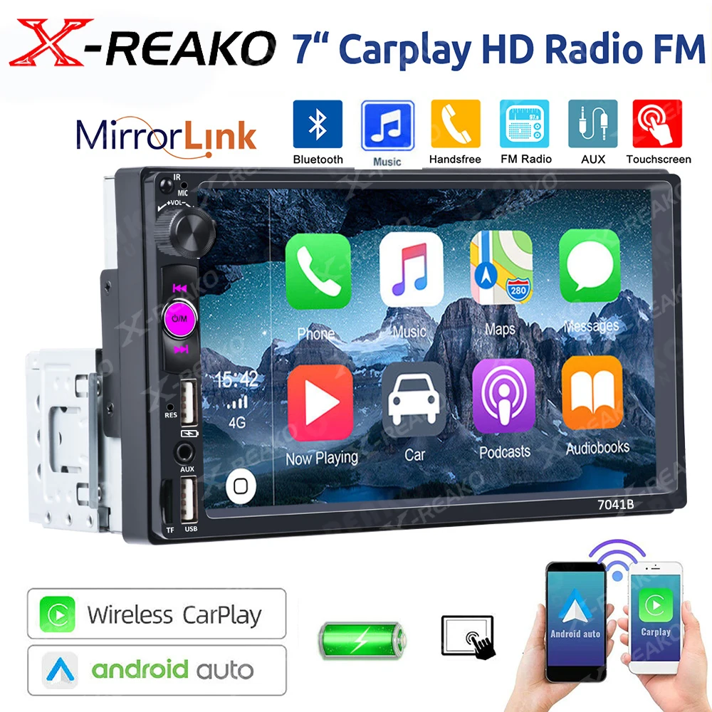 X-REAKO 7 Inch Car Radio 1 Din MP5 Multimedia Player FM TF USB Bluetooth Carplay Android Auto Mirror Link Universal Autoradio