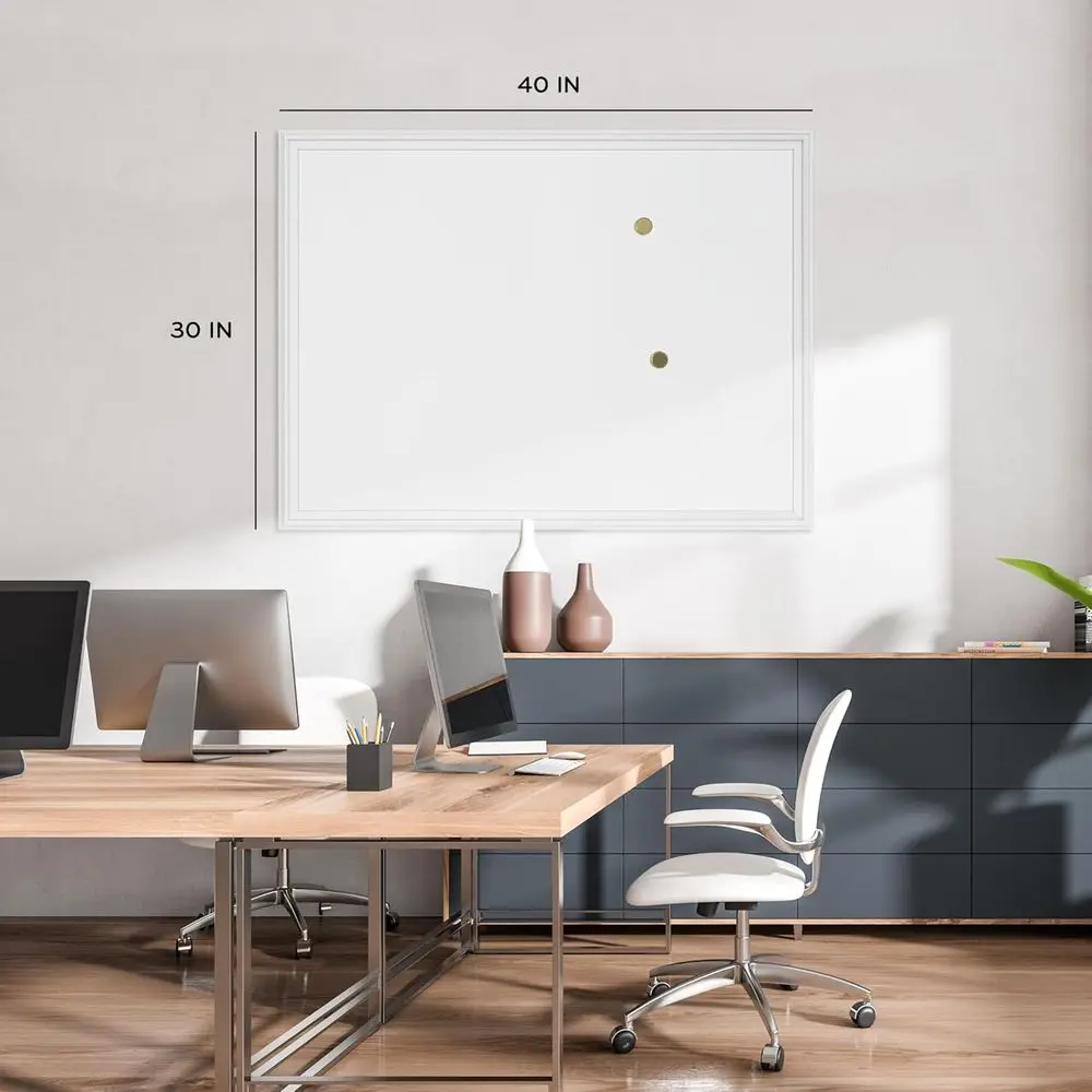 Quadro magnético branco de apagamento a seco estilo fazenda, 40 x 30 polegadas, estrutura de madeira, 2 ímãs incluídos