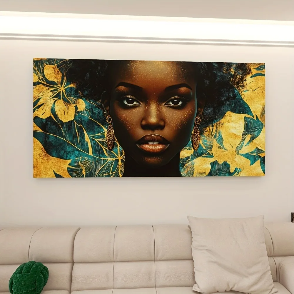 

Modern abstract female portrait canvas art - vibrant Mosaic style, 1.5 "chunky pine frame, upholstery
