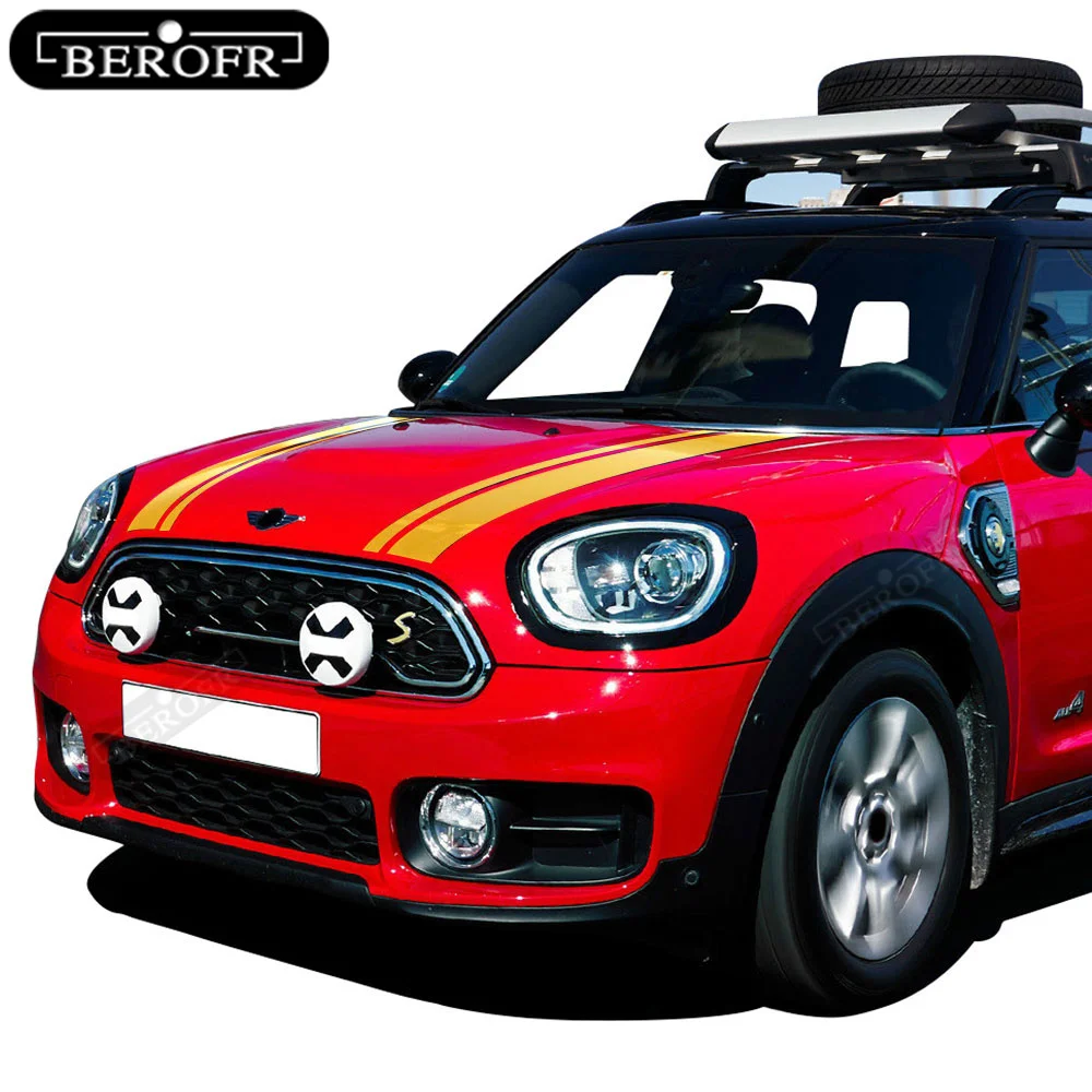 Car Styling Bonnet Stripe Hood Trunk Engine Cover Rear Kit Decal Stickers for MINI Cooper SE Countryman F60 All4 2017 2018 2020