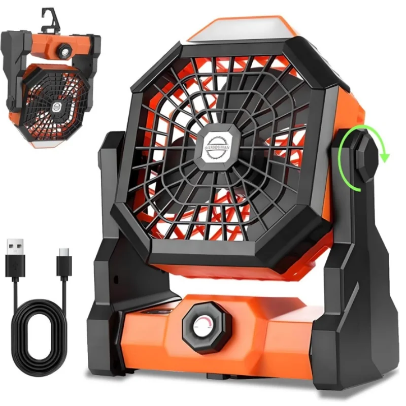 

Camping Fan Rechargeable, Portable Battery Operated Camping Fan for Tents, Silent Camping Fans with LED Lantern for Travel