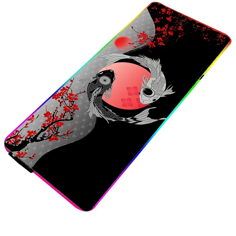 Tapis de souris épais RVB Shoous Sub Koi, grand tapis de table crypté, antidérapant, super grand jeu vidéo, bureau