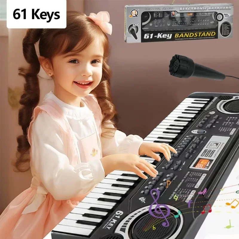 61 Keys Kids Electronic Piano Keyboard Portable Organ with Microphone Education Toys Musical Instrument  Beginner Gift