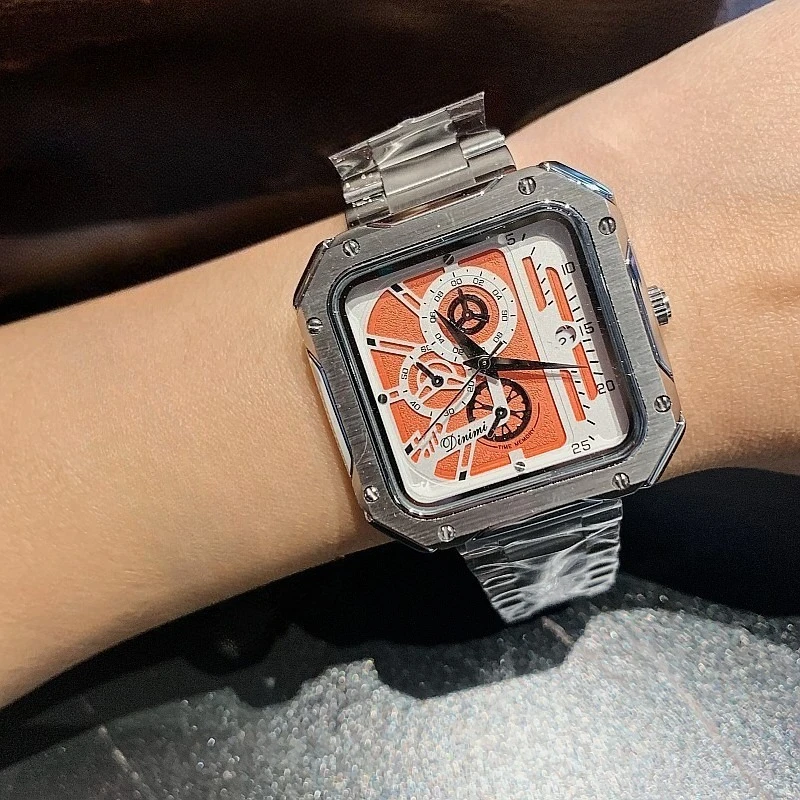 

Смелые квадратные часы для женщин, стальной ремешок, большой циферблат, механический циферблат, роскошный модный аксессуар, подарок унисекс, подарок на праздник, день рождения