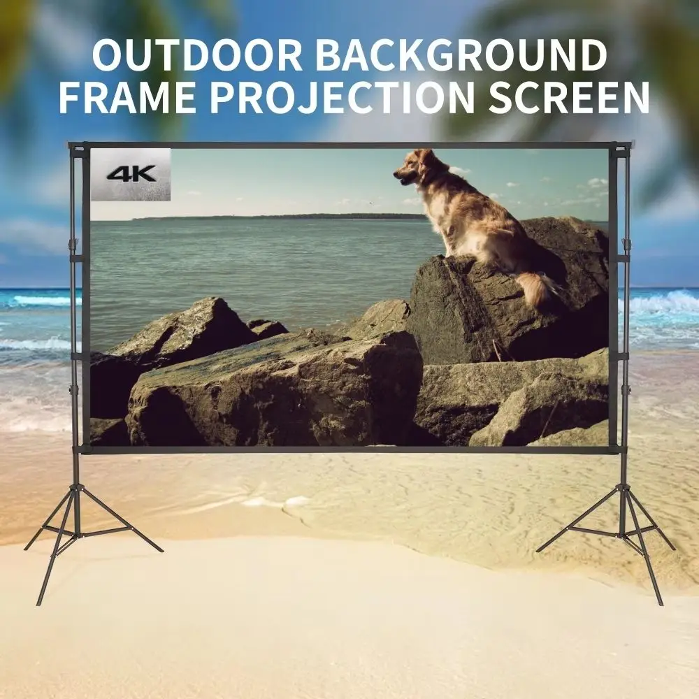 Projector Screen 120 inch 16:9 Foldable Anti-Crease Portable Projector Movies Screens Home Theater Outdoor Indoor Support Double