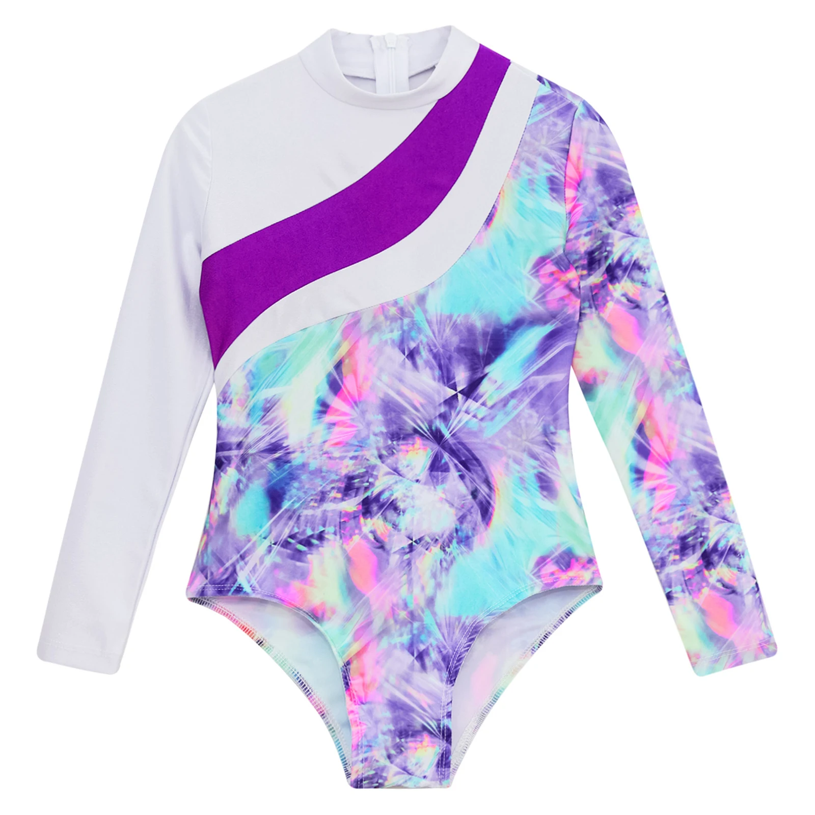 Girls Gymnastics Leotard Tutu Dance Jumpsuit Kids Long Sleeve Cartoon Horse Print Gymnastics Bodysuit Teens Ice Skating Leotard