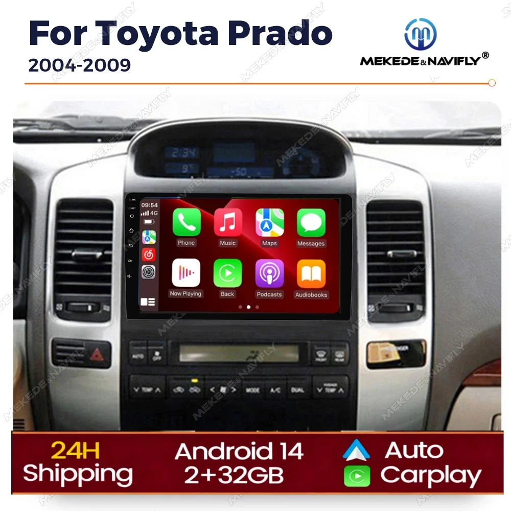 

Android 14 2Din Car Radio For Toyota Land Cruiser Prado 120 LC120 2003-2009 Car Play Android Auto Audio Stereo Multimedia Player