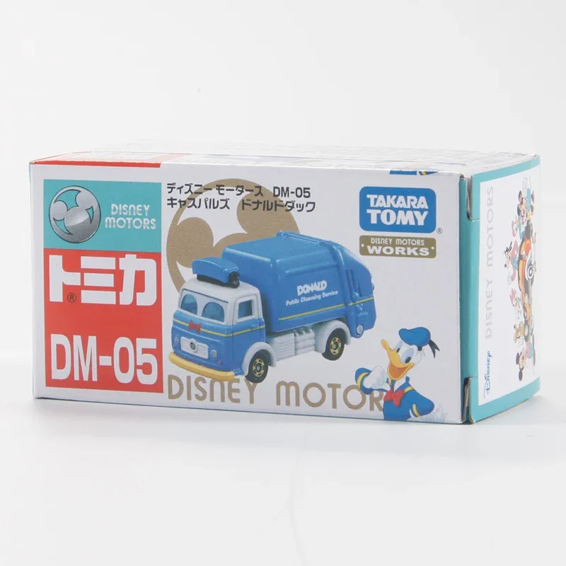 TAKARA TOMY Disney Donald Duck Skip garbage cleaning car diecast alloy model, children's collection pieces, gifts for friends.