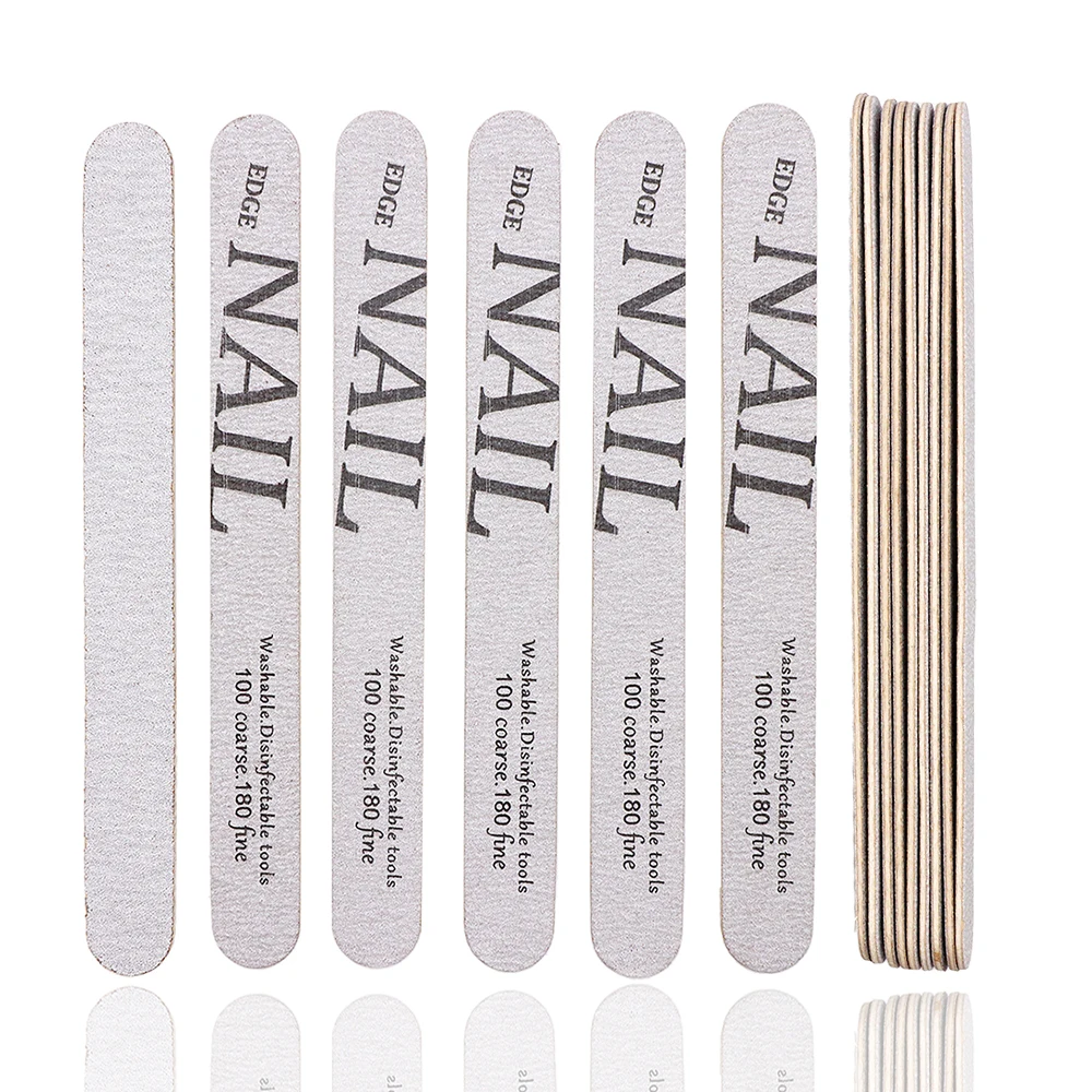 50 قطعة ملف الأظافر الخشبية عازلة 100/180 مزدوجة الجانب ملفات الأظافر رمادي الصنفرة مسمار الرملي طحن هلام طلاء الأظافر مانيكير أداة #3