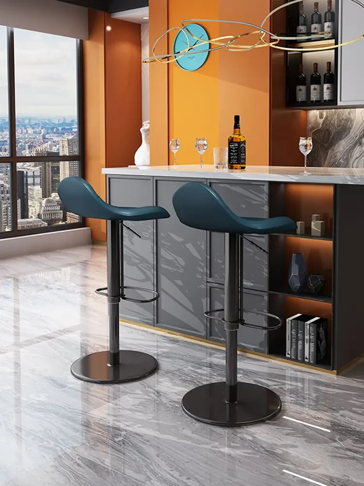 Italian minimalist bar chair luxury household rotary lifting high chair bar stool stainless steel minimalist island table chair.