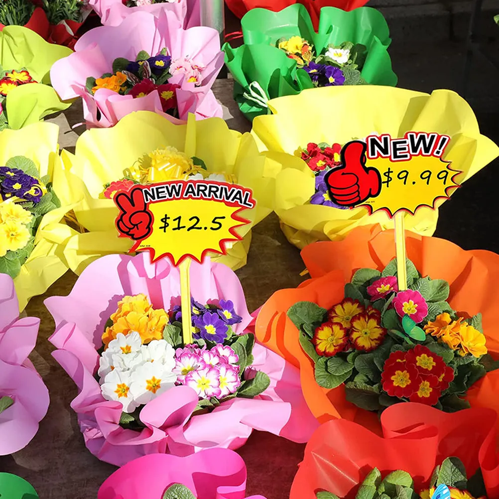 250Pcs Retail Price Tags Burst Style High Visibility Bright Hue Smooth Surface for Shopping Mall Supermarket Yard Sale Garage