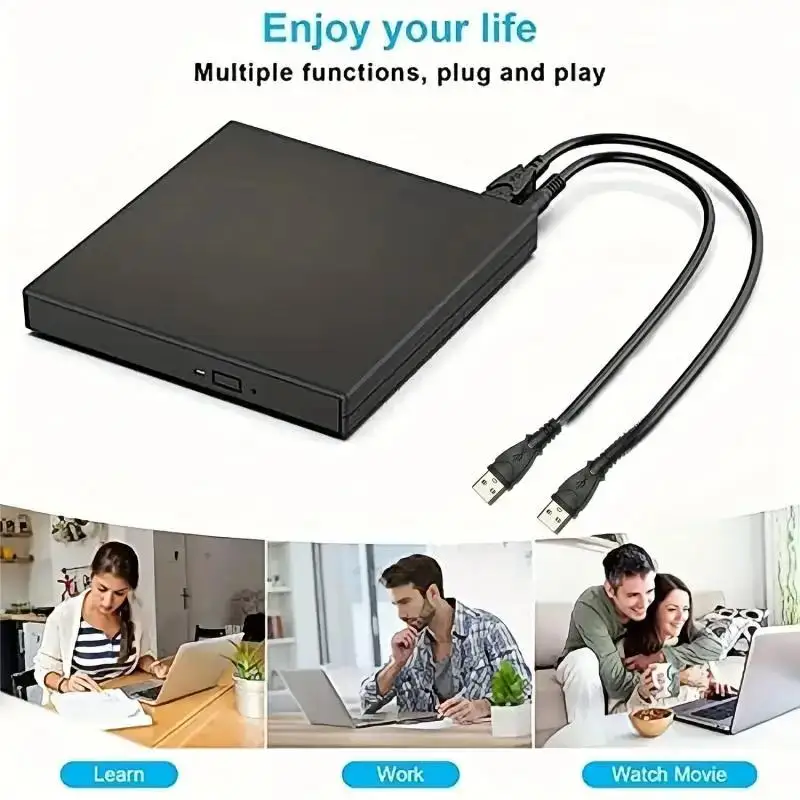 USB 2.0 External DVD Reader USB-A CD Player Burner Lector Recorder Optical Disk Drives For PC Laptop Notebook Computer Win 8 10