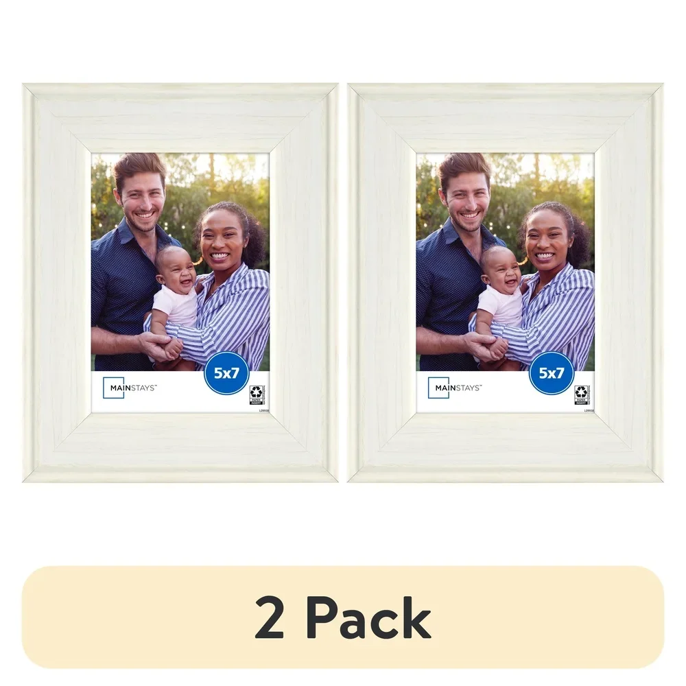 

2 упаковки 5x7, белая настольная фоторамка в деревенском стиле, прочная пластиковая стеклянная передняя вертикальная горизонтальная рамка, уникальный настенный декор для галереи