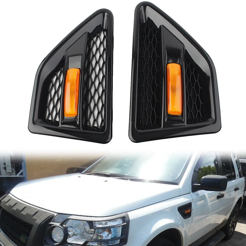 Door Side Vent Mesh Grille With Side Marker Light For Land Rover Freelander 2 LR2 2006-2016