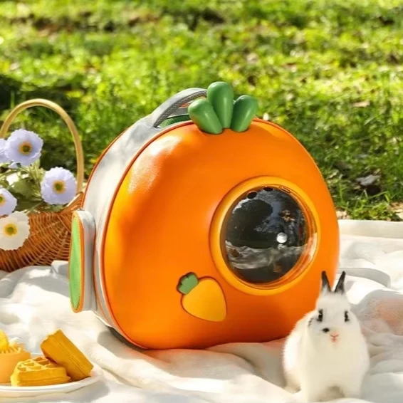 

HIPS Portable Bunny Carrier Carrot-shaped Rabbit Travel Bag for Small Pet Bags Durable Cat Backpack