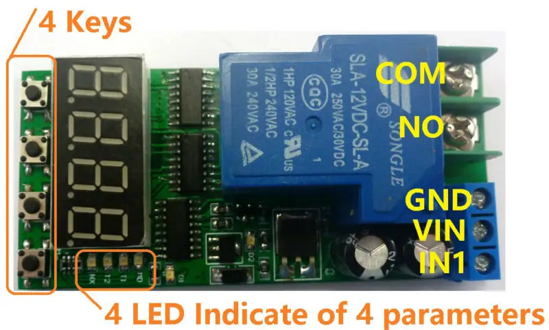 

5PCS 30A 24V Timer Switch Module Super Long Time Delay Relay with LED Digital Tube, IO23C01_24V*5