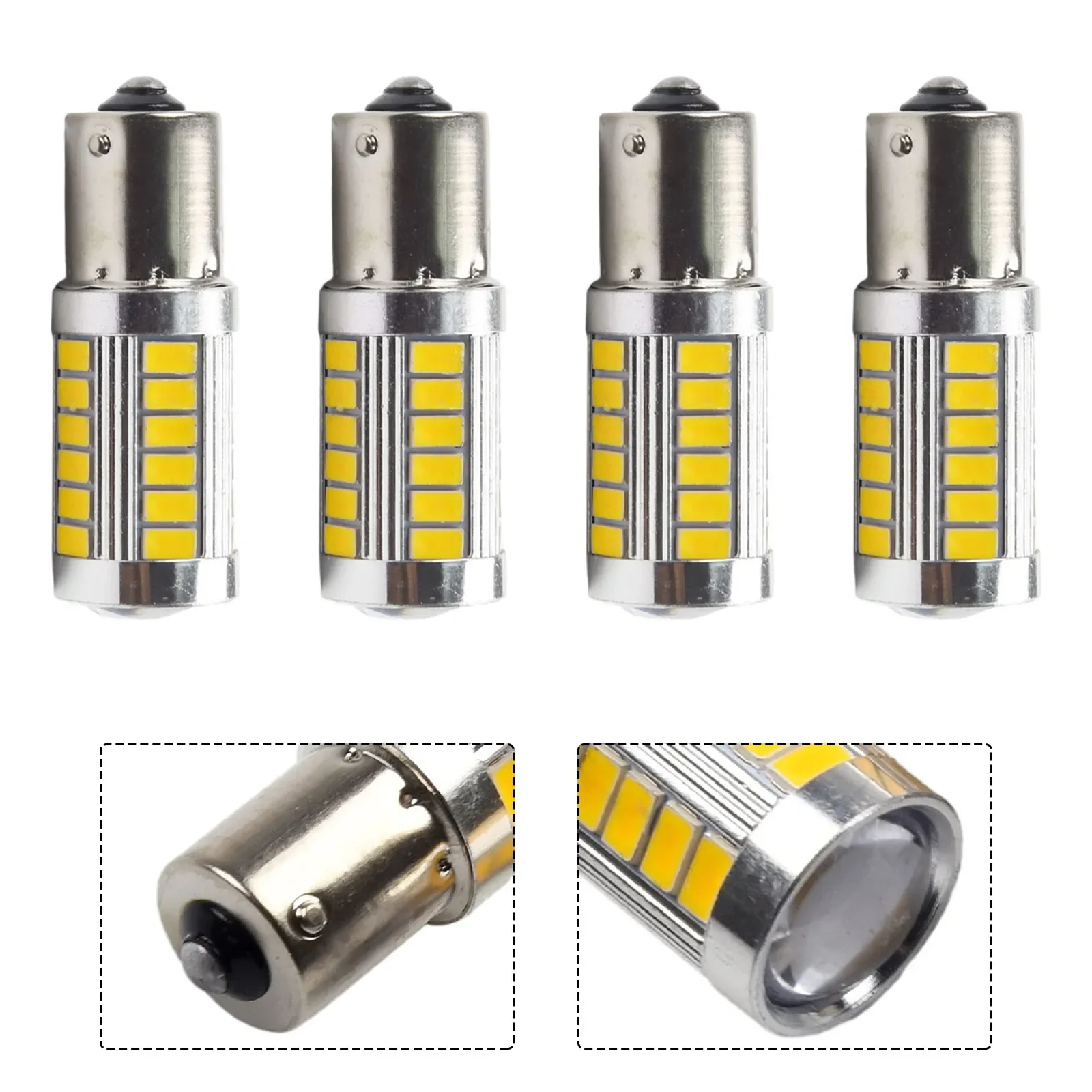 Strong and Reliable 4X 33LED 581 BAU15S PY21W Turn Signal Yellow Rear Indicator 12V Bulb Set Enhance Your Car's Safety