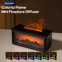 New Colorful Flame Mini Fireplace Aroma Diffuser 280ml Waterless Auto-Off Air Humidifier with Timer Remote Control for Home Gift