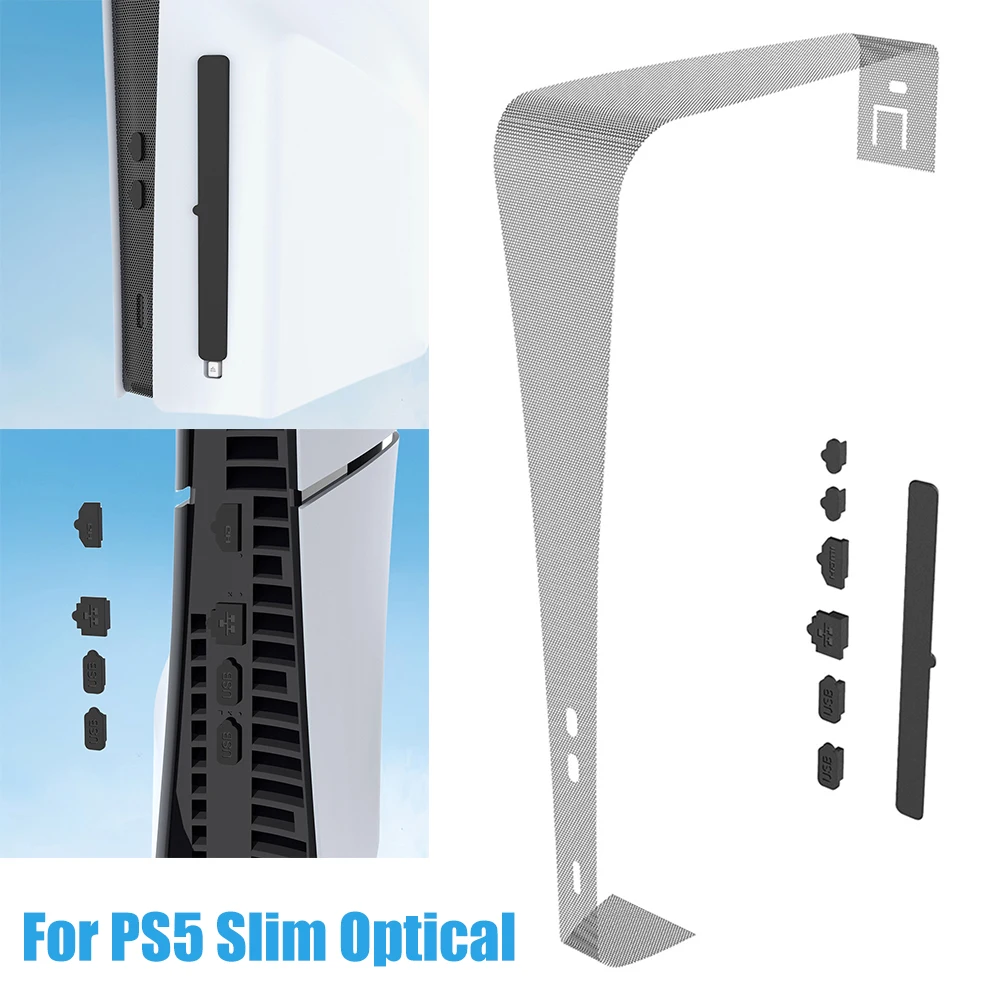 8 Pcs Protective Net PVC+Silicone Net with Dust Plugs for Playstation 5 Slim Disc&Digital Edition for Slim Console