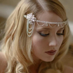 Stonefans Vintage Crystal Gatsby Headband 1920s Wedding Hair Jewelry Carnival Flapper Headdress 2024 Flower Head Chain for Women