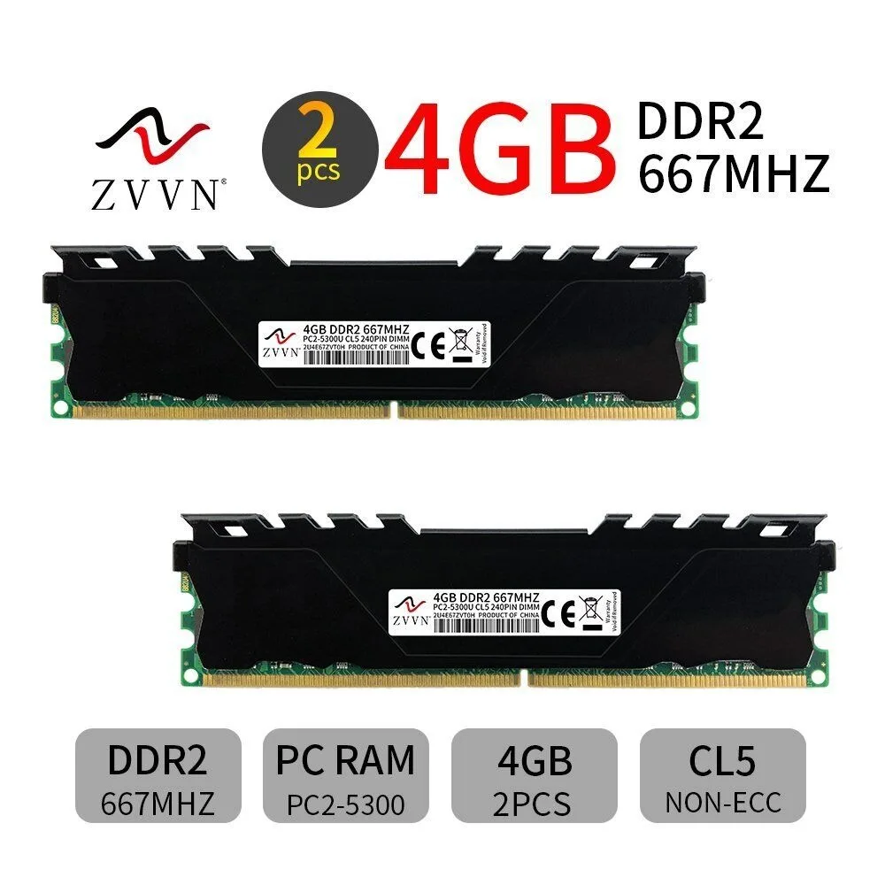 

For ZVVN 8GB Kit (2x 4GB) DDR2 667MHz PC2-5300U 240Pin DIM intel Desktop PC Memory RAM lr