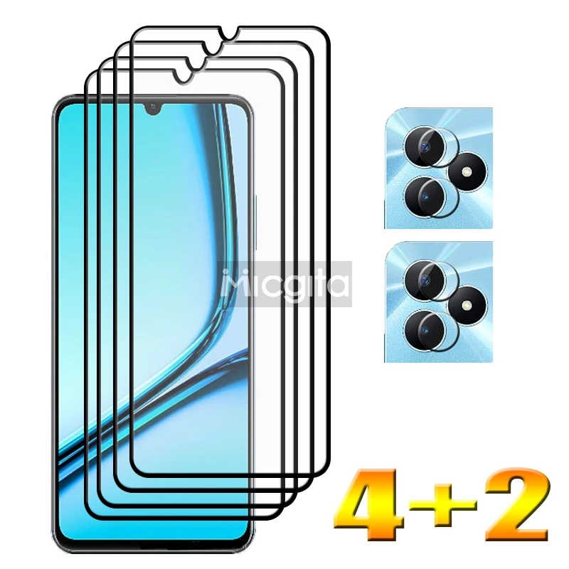 

4+2 Tempered Glass Protector For Realme C51 Screen Glass and Soft Fiber Camera film