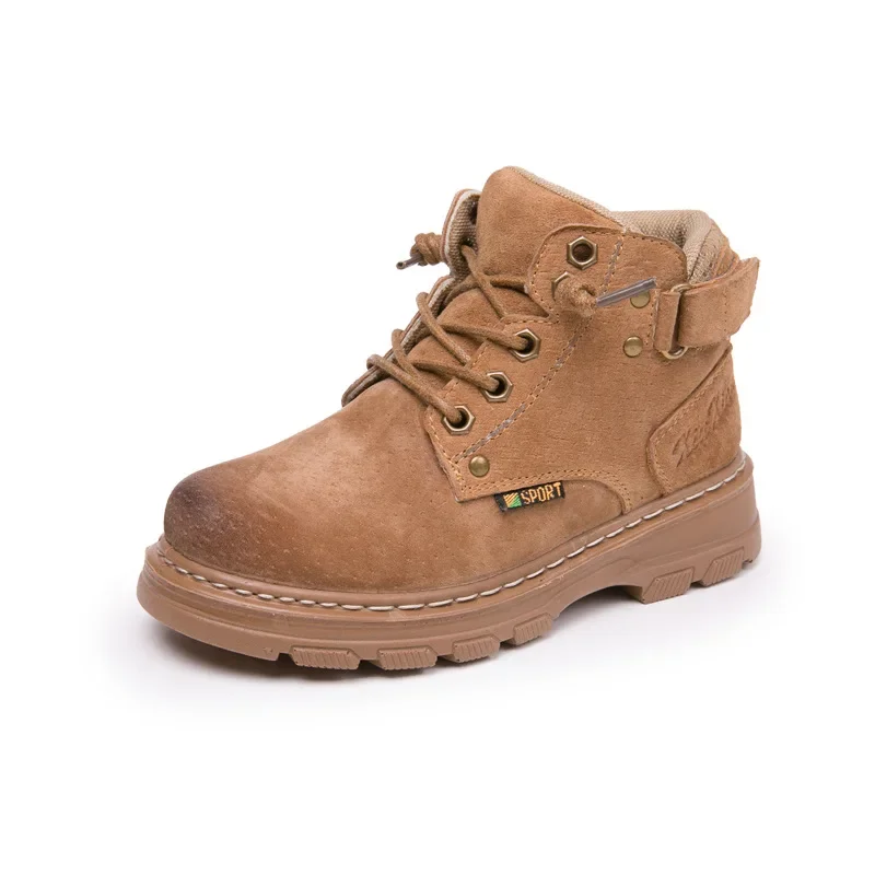 

Retro Genuine Leather Children's Boots Girls Boys Warm Snow Boots Autumn Winter Kids Fashion High Top Shoe Outdoor Hiking Boots
