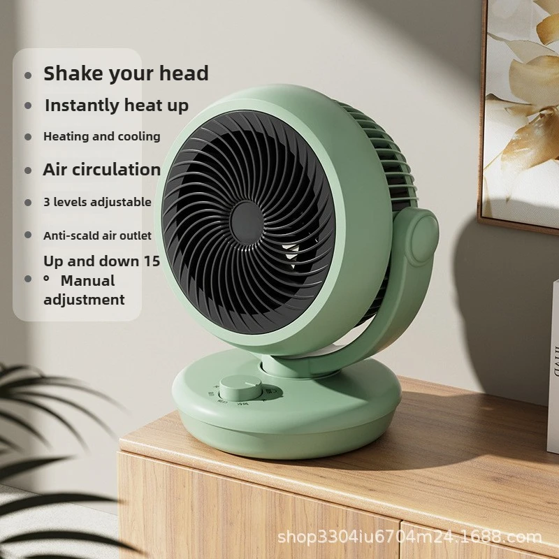 Ventilador de circulación de aire estilo carillón de viento pequeño, calentador y enfriador portátiles para uso en escritorio de oficina y dormitorio, proporciona aire caliente o frío