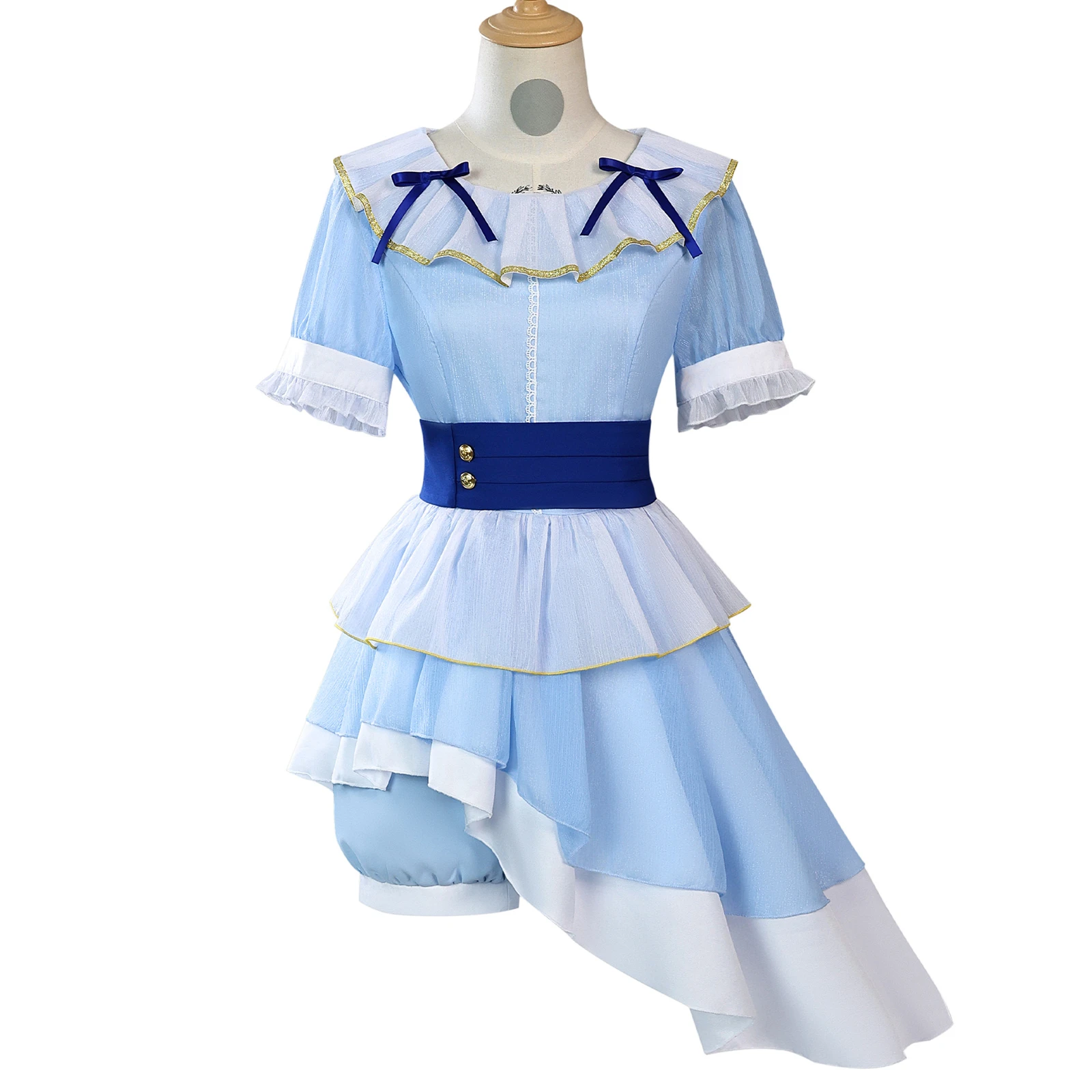 

Aqours Watanabe You Tsushima Yoshiko Ohara Mari Cosplay Costume Anime Girl Idol Blue Dress Concert Uniform Halloween Outfit ﻿ ﻿
