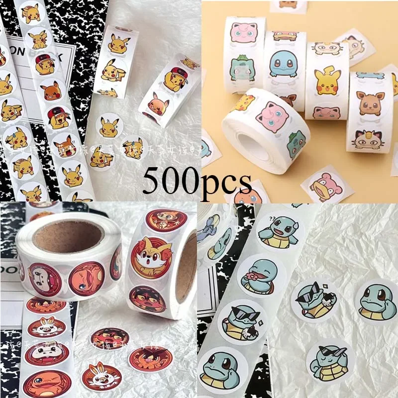 

500pcs Pokemon Pikachu Children’s Reward Stickers Are Encouraged for School Teacher Supplies Anime DIY Decorative Tags Labels