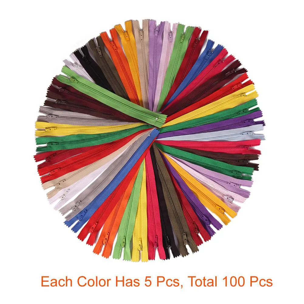 100Pcs 20/30 cm Nylon Zipper Pocket Pants Process Closed End Color Zipper DIY Handcraft Cloth Sewing Accessories  For Clothing