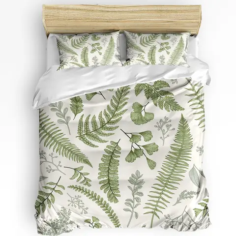 Green Leaf Ginkgo Duvet Cover Bed Bedding Set For Double Home Textile Quilt Cover Pillowcases Bedroom Bedding Set (No Sheet)