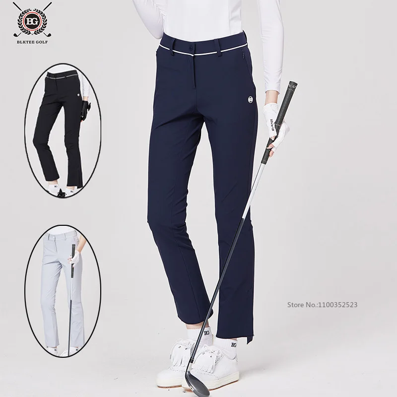 Blktee Golf Woman Pants Spring Summer Breathable Elastic Trousers Quick-dry Sports Slim High Waist Pants Ladies Split Golf Wear