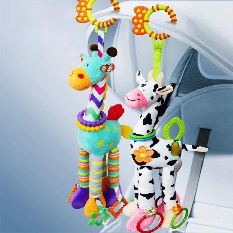 عربة ألعاب لينة الزرافة زيبرا الحيوان أجراس خشخيشات أفخم الرضع تطوير الطفل مقبض اللعب مع عضاضة لعبة طفل #1