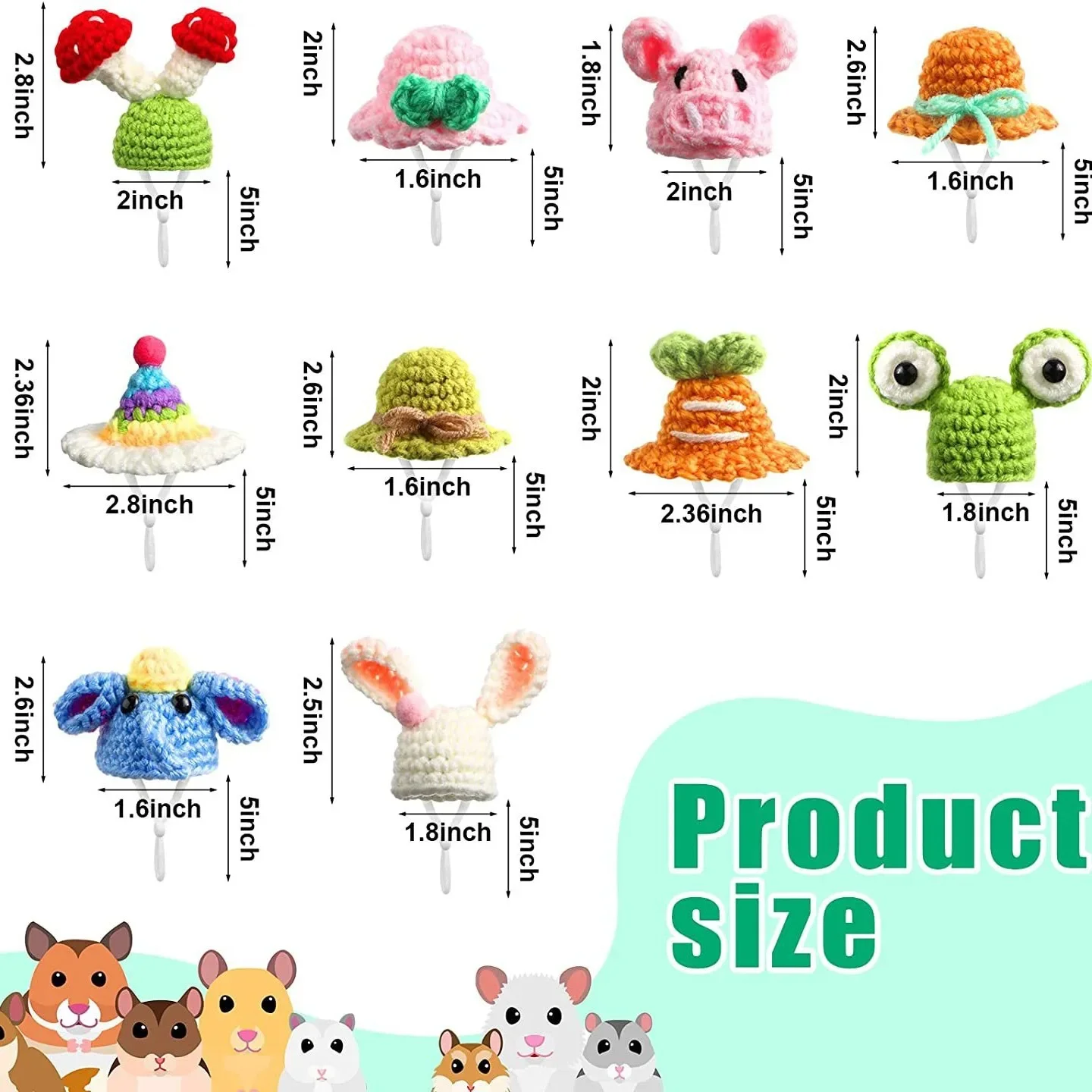 Cute Handmade Knitted Hat Hamster Decoration Chipmunk Guinea Pig Hamster Accessories Hamster Toy Halloween Christmas Pet Decor