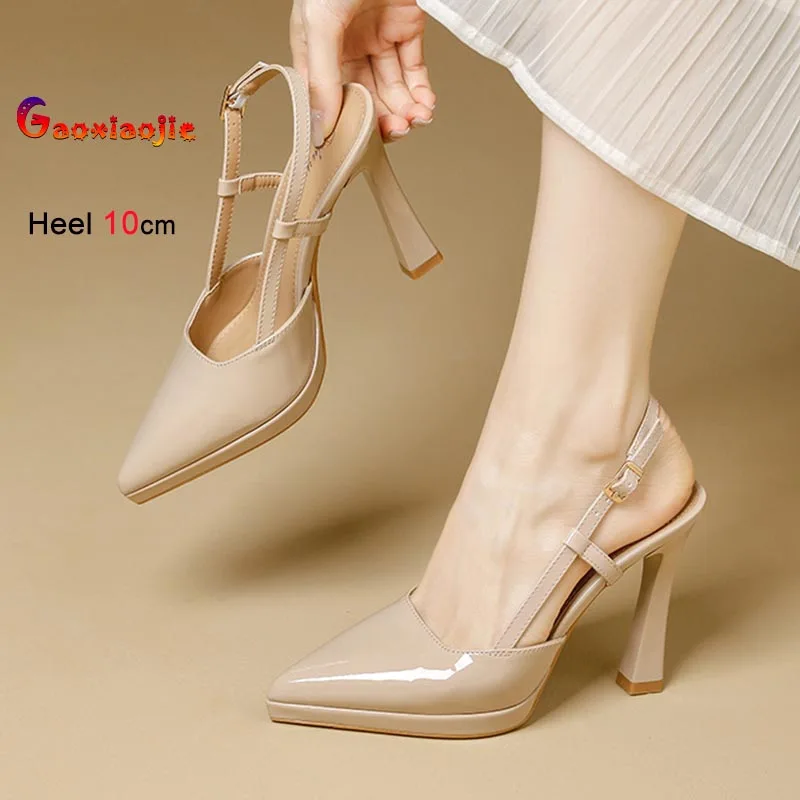 

Summer High Heels Women Sandals Fashion Pointed Toe Closed-toe Solid Color Sandals Casual Stiletto Lady Commuting Single Shoes