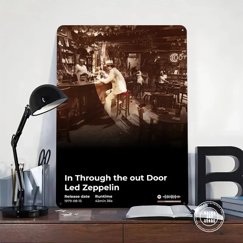 Led Zeppelin - In Through the Out Door 3D Texture Metal Poster Customized Wall Art Tin Sign Gift for Mancave Room Decoration Man