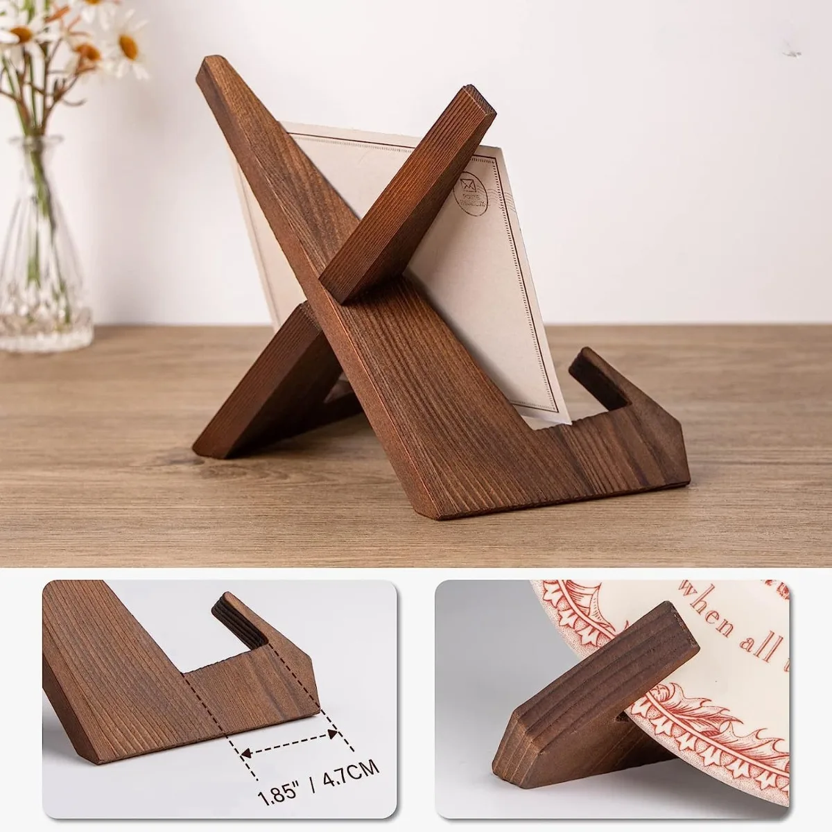 حامل متعدد الأغراض من الخشب الصلب متوفر في المخزون - حامل لسجلات الفينيل والأطباق والأقراص المضغوطة وكتب الطبخ وكعك الشاي #6