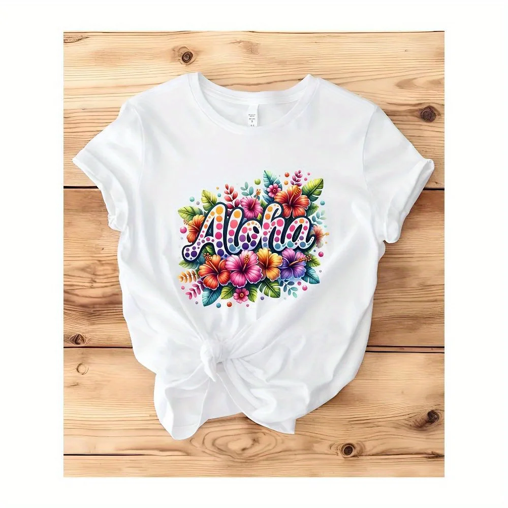 

[Tropical Floral Graphic, Aloha Shirt] Hawaiian Tropical Floral Graphic Aloha Shirt - Beach Party Style T-shirt