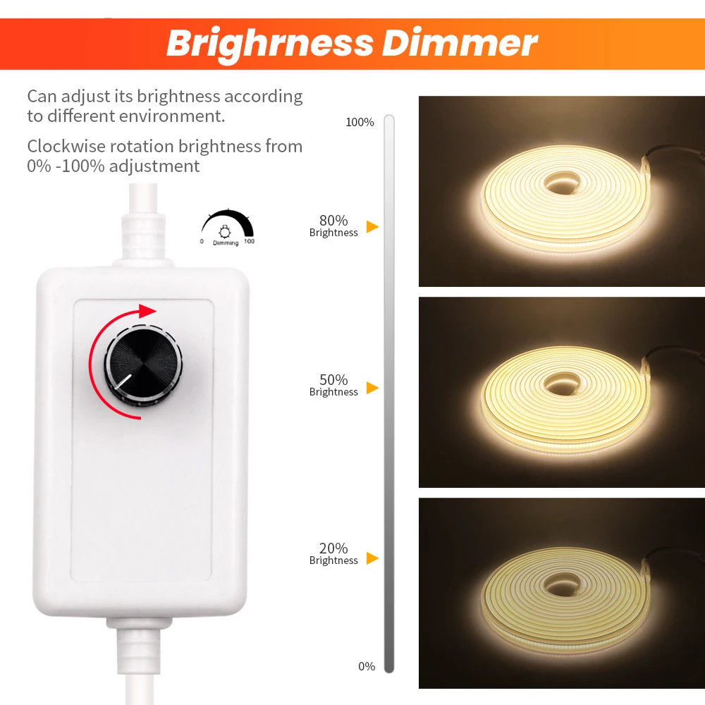 Pasek COB LED 220V ściemnianie/przełącznik EU wtyczka 360LEDs/m 3000k 4000k 6000k RA90 ogrodowa taśma LED sypialni oświetlenie kuchenne