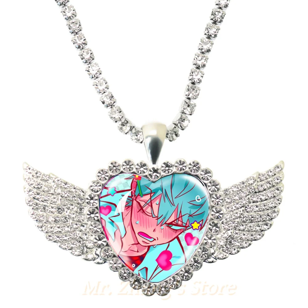 Anime Alien Stage Music MV 25MM Angel Wings Glass Dome Rhinestone Pendant Necklace Glass Cabochon Alien Stage Jewelry for Women view 5