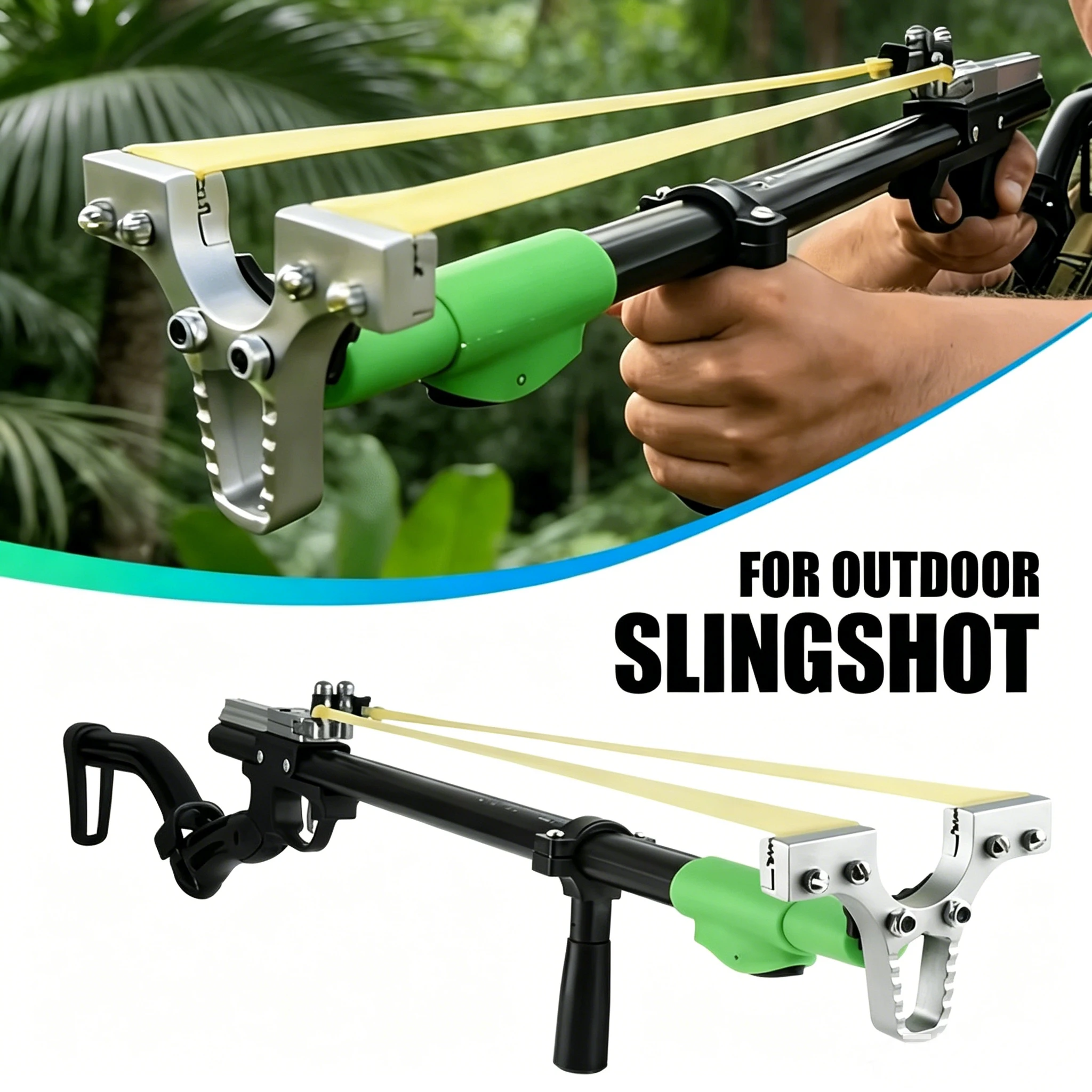 Foldable DIY Slingshot, Compact Retractable Catapult, Portable Outdoor Hunting & Shooting Practice Kit, Perfect Holiday Gift.