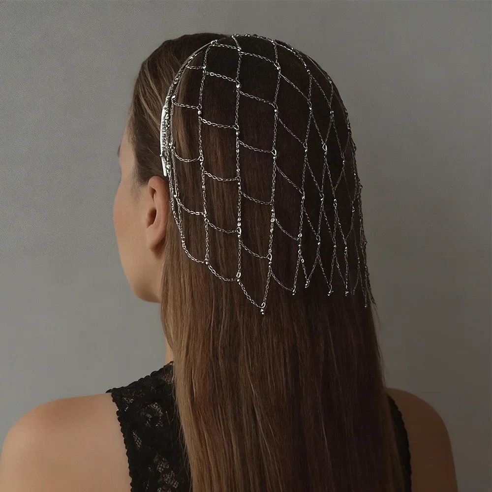 手作りの透かし模様のメッシュ製ヘッドピース、ベリーダンス用ヘアアクセサリー、ファッションデザインのタッセル付き金属製ヘッドチェーン、帽子、ウェディングジュエリー、ギフト。