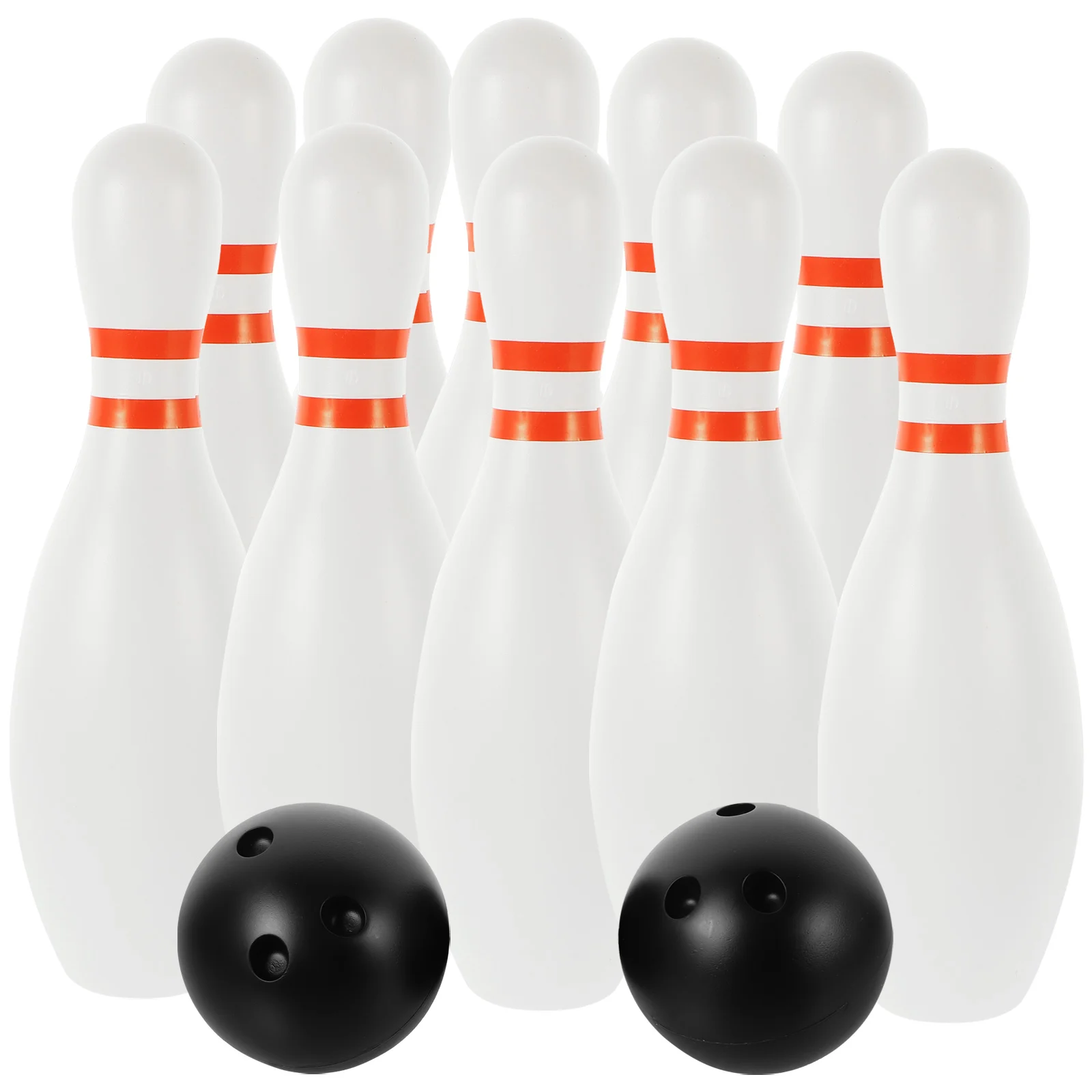 12 buah set permainan Bowling ukuran besar mainan Bowling olahraga untuk anak-anak (10 buah Bowling White + 2 buah bola R