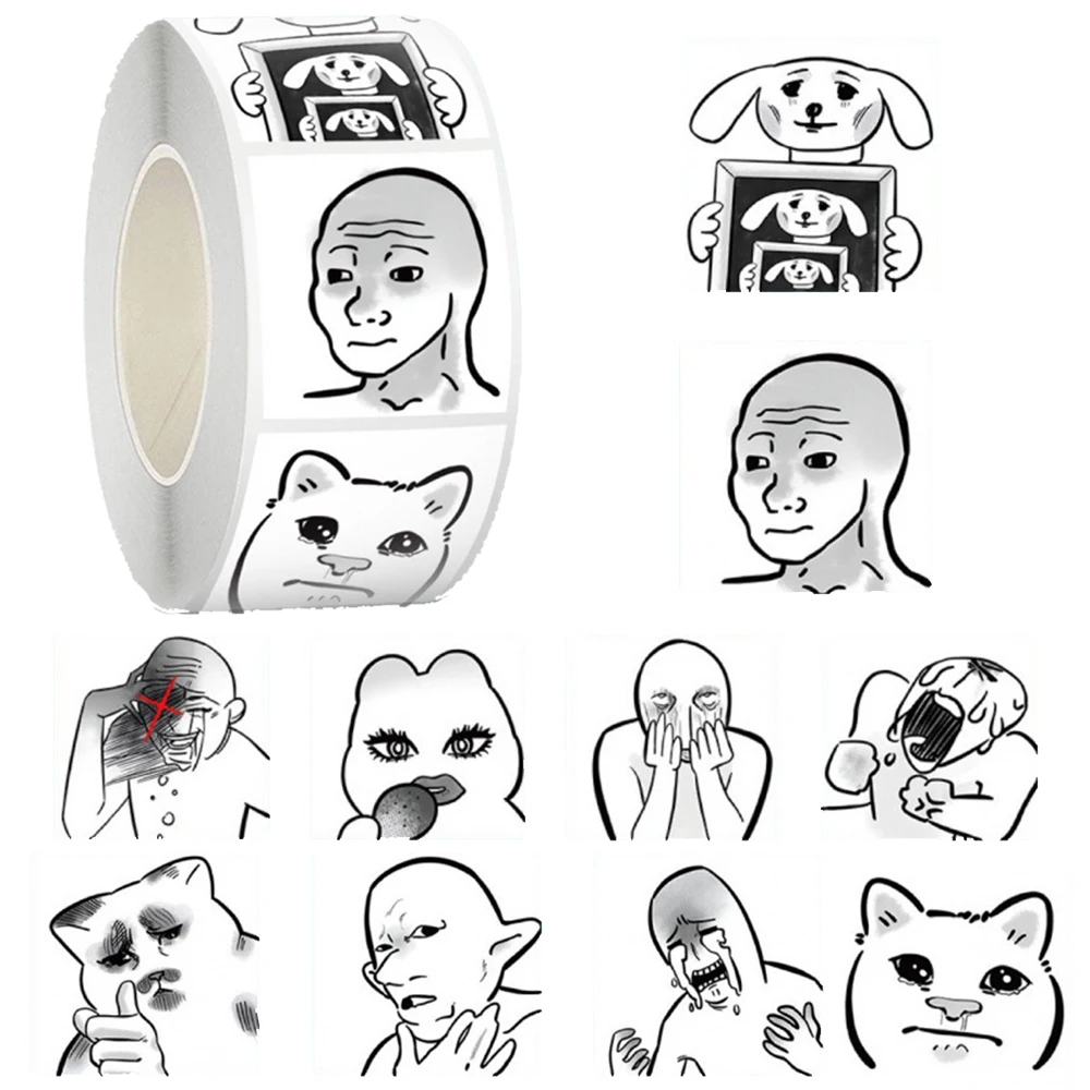 500pcs/Roll Funny Abstract MEME Sealing Stickers Graffiti Luggage Scrapbook Cute Cartoon Label Sticker Toys Gifts