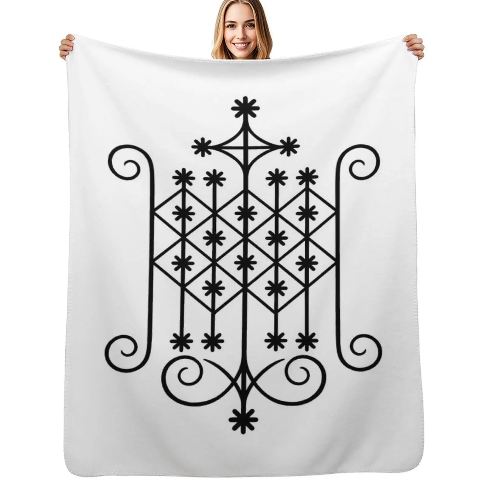

Ogun Voodoo Veve Throw Blanket Machine Washable Soft Warm Blanket