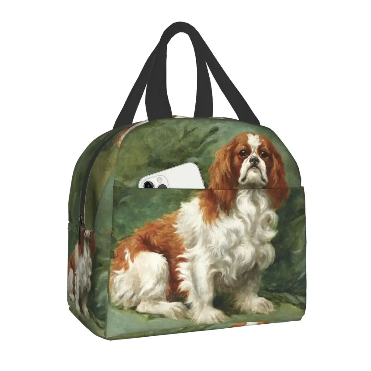 Starry Night Dog Cavalier King Charles Spaniel Insulated Lunch Bag Resuable Cooler Thermal Lunch Box for Women Kid Picnic Travel