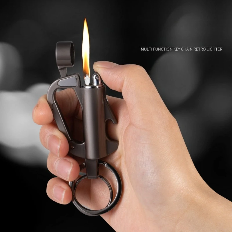 Multi Functional Grinding Wheel Keychain Car Men's High-end Lighter Waist Hanging Personalized Pendant Gift